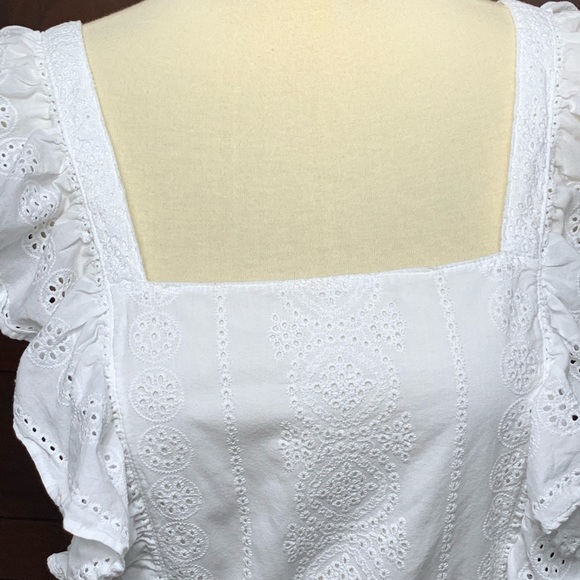 MADEWELL white eyelet apron dress 4 XS - Picture 3 of 11
